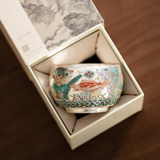 Buddha Gift Fish Lotus Seaweed Valley Mountains Pine Tree Dragon Teacup Kung Fu Tea Cup With Gift Box