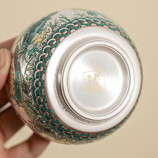 Buddha Gift Fish Lotus Seaweed Valley Mountains Pine Tree Dragon Teacup Kung Fu Tea Cup With Gift Box