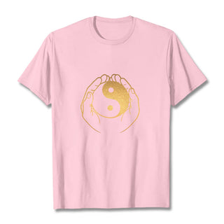 Buddha Gift Hands Holding A Golden Yin Yang Tee T-shirt