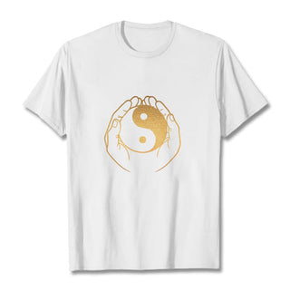 Buddha Gift Hands Holding A Golden Yin Yang Tee T-shirt