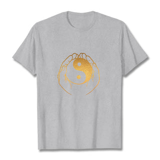 Buddha Gift Hands Holding A Golden Yin Yang Tee T-shirt