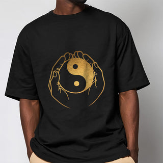 Buddha Gift Hands Holding A Golden Yin Yang Tee T-shirt