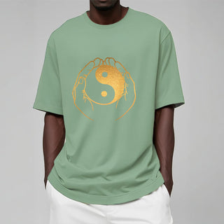 Buddha Gift Hands Holding A Golden Yin Yang Tee T-shirt