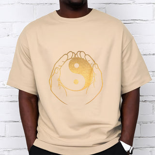Buddha Gift Hands Holding A Golden Yin Yang Tee T-shirt