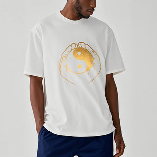 Buddha Gift Hands Holding A Golden Yin Yang Tee T-shirt