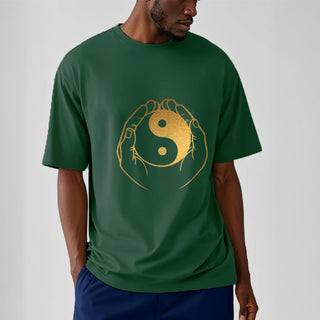 Buddha Gift Hands Holding A Golden Yin Yang Tee T-shirt