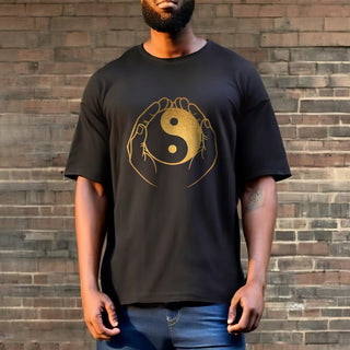 Buddha Gift Hands Holding A Golden Yin Yang Tee T-shirt