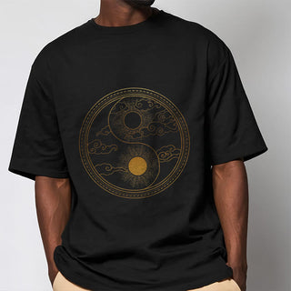 Buddha Gift Yin Yang Sun Auspicious Clouds Tee T-shirt