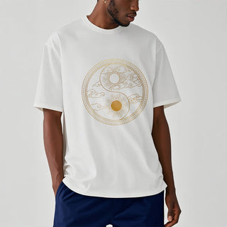 Buddha Gift Yin Yang Sun Auspicious Clouds Tee T-shirt