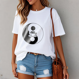 Buddha Gift Yin Yang Lotus Flower Tee T-shirt