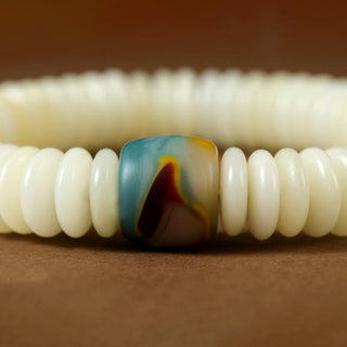 Buddha Gift Natural White Bodhi Seed Stone Wisdom Tassel Wrist Mala Bracelet