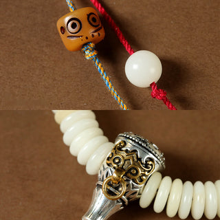 Buddha Gift Natural White Bodhi Seed Stone Wisdom Tassel Wrist Mala Bracelet