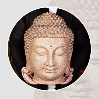 Buddha Gift Closed Eyes Meditating Buddha Head Resin Statue Zen Home Decoration 42*30*30cm