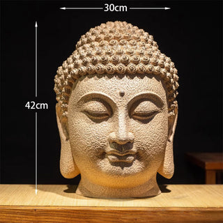 Buddha Gift Closed Eyes Meditating Buddha Head Resin Statue Zen Home Decoration 42*30*30cm