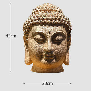 Buddha Gift Closed Eyes Meditating Buddha Head Resin Statue Zen Home Decoration 42*30*30cm