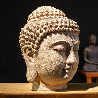 Buddha Gift Closed Eyes Meditating Buddha Head Resin Statue Zen Home Decoration 42*30*30cm