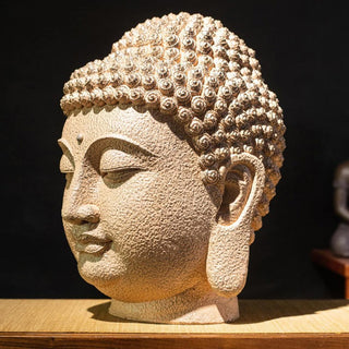 Buddha Gift Closed Eyes Meditating Buddha Head Resin Statue Zen Home Decoration 42*30*30cm
