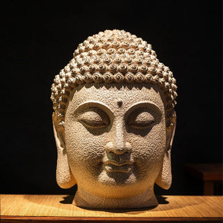 Buddha Gift Closed Eyes Meditating Buddha Head Resin Statue Zen Home Decoration 42*30*30cm