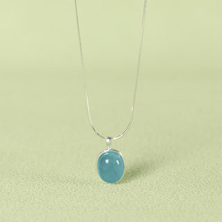 Buddha Gift 925 Sterling Silver Aquamarine Healing Clavicle Chain Necklace Pendant