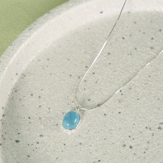 Buddha Gift 925 Sterling Silver Aquamarine Healing Clavicle Chain Necklace Pendant