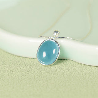Buddha Gift 925 Sterling Silver Aquamarine Healing Clavicle Chain Necklace Pendant