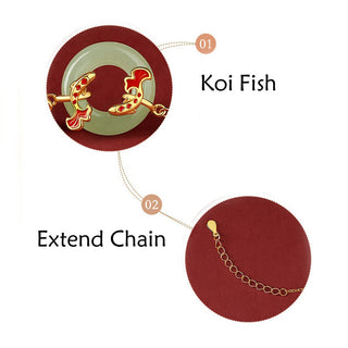 Buddha Gift 999 Sterling Silver Hetian White Jade Double Koi Fish Peace Buckle Lucky Charm Wealth Bracelet