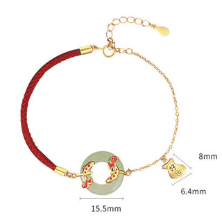 Buddha Gift 999 Sterling Silver Hetian White Jade Double Koi Fish Peace Buckle Lucky Charm Wealth Bracelet