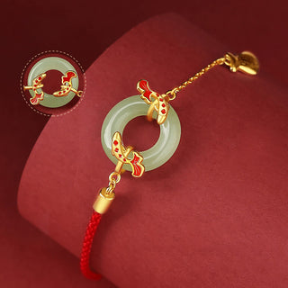 Buddha Gift 999 Sterling Silver Hetian White Jade Double Koi Fish Peace Buckle Lucky Charm Wealth Bracelet