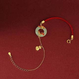 Buddha Gift 999 Sterling Silver Hetian White Jade Double Koi Fish Peace Buckle Lucky Charm Wealth Bracelet