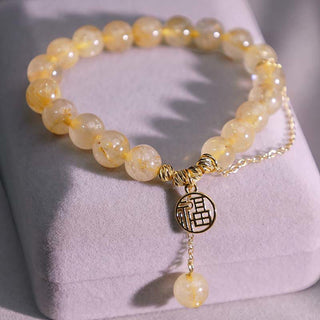 Buddha Gift Citrine Lucky Fu Character Happiness Bracelet