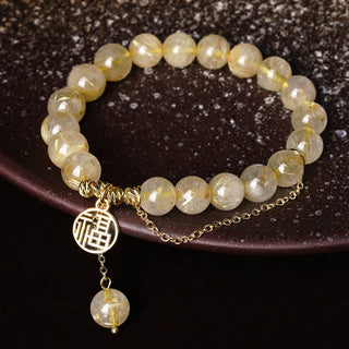 Buddha Gift Citrine Lucky Fu Character Happiness Bracelet