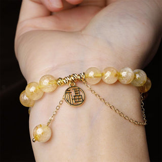 Buddha Gift Citrine Lucky Fu Character Happiness Bracelet