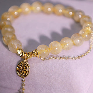 Buddha Gift Citrine Lucky Fu Character Happiness Bracelet