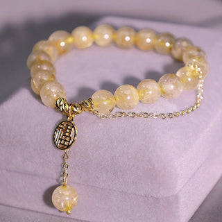 Buddha Gift Citrine Lucky Fu Character Happiness Bracelet