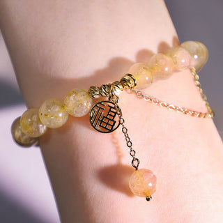 Buddha Gift Citrine Lucky Fu Character Happiness Bracelet