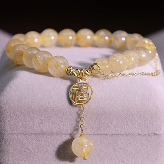Buddha Gift Citrine Lucky Fu Character Happiness Bracelet
