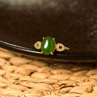 Buddha Gift Natural Jade Adjustable Buckle Prosperity Ring