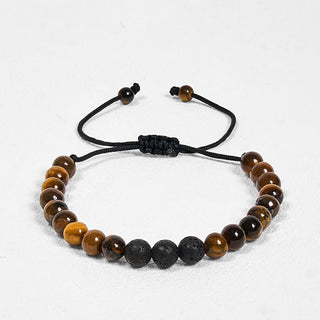 Buddha Gift 3Pcs Tiger Eye Lava Rock Protection Bracelet Set