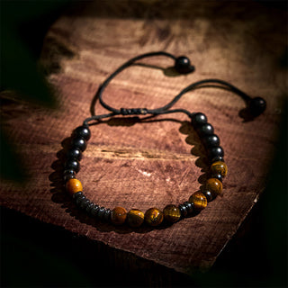 Buddha Gift 3Pcs Tiger Eye Lava Rock Protection Bracelet Set