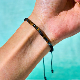 Buddha Gift 3Pcs Tiger Eye Lava Rock Protection Bracelet Set