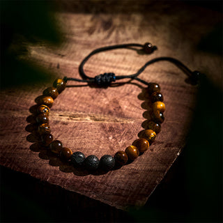 Buddha Gift 3Pcs Tiger Eye Lava Rock Protection Bracelet Set