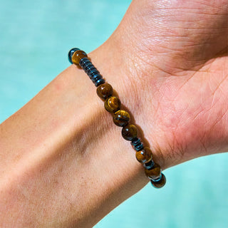 Buddha Gift 3Pcs Tiger Eye Lava Rock Protection Bracelet Set