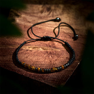 Buddha Gift 3Pcs Tiger Eye Lava Rock Protection Bracelet Set