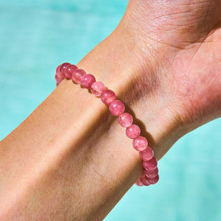 Buddha Gift Strawberry Quartz Pearl Cat Rabbit Healing Bracelet