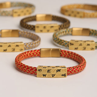 Buddha Gift Tibetan Om Mani Padme Hum Various Colors Rope Gold Thread Diamond Knot Luck Buckle Bracelet