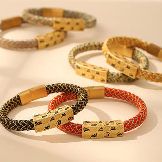 Buddha Gift Tibetan Om Mani Padme Hum Various Colors Rope Gold Thread Diamond Knot Luck Buckle Bracelet