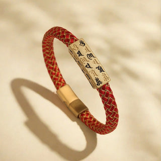Buddha Gift Tibetan Om Mani Padme Hum Various Colors Rope Gold Thread Diamond Knot Luck Buckle Bracelet