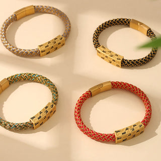 Buddha Gift Tibetan Om Mani Padme Hum Various Colors Rope Gold Thread Diamond Knot Luck Buckle Bracelet