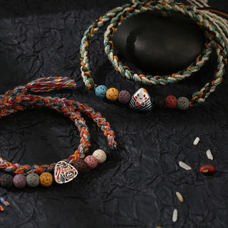 Buddha Gift Dragon Boat Festival Colorful Rope Lava Rock Fu Character Rice Dumplings Luck Braided Bracelet