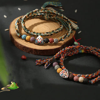 Buddha Gift Dragon Boat Festival Colorful Rope Lava Rock Fu Character Rice Dumplings Luck Braided Bracelet